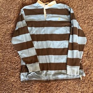 Daniel Cremieux Striped Rugby Pullover in Light Blue and Brown